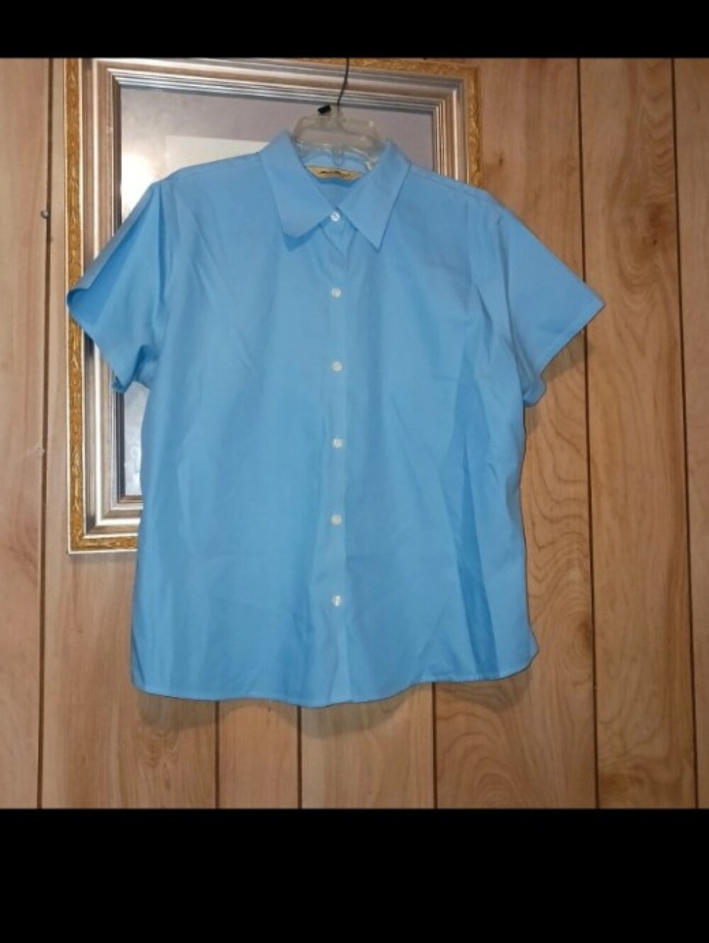 Eddie Bauer Light Blue Short-Sleeve Button-Down Shirt